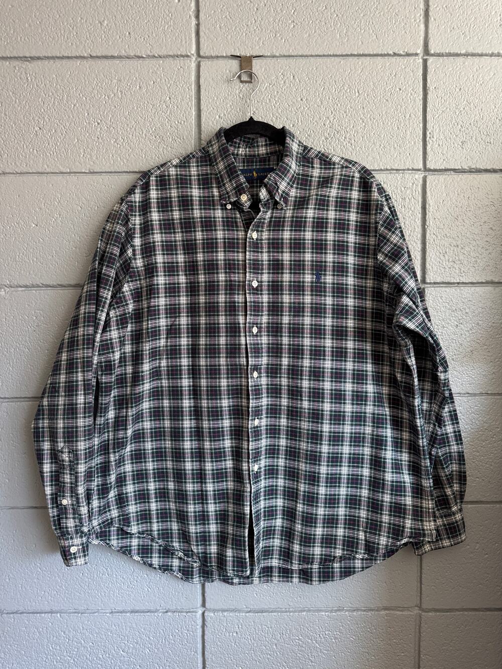 Ralph Lauren Flannel Plaid Button Down size XL Y2K Grunge